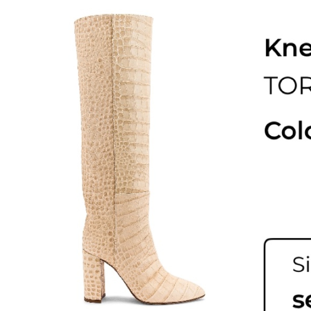 Toral Knee High Boots Croc Embossed in Crudo